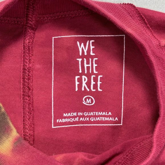 Free People We the Free Shirt Women’s M Red Brown Yellow Boho Tie Dye Colorful - Picture 9 of 12